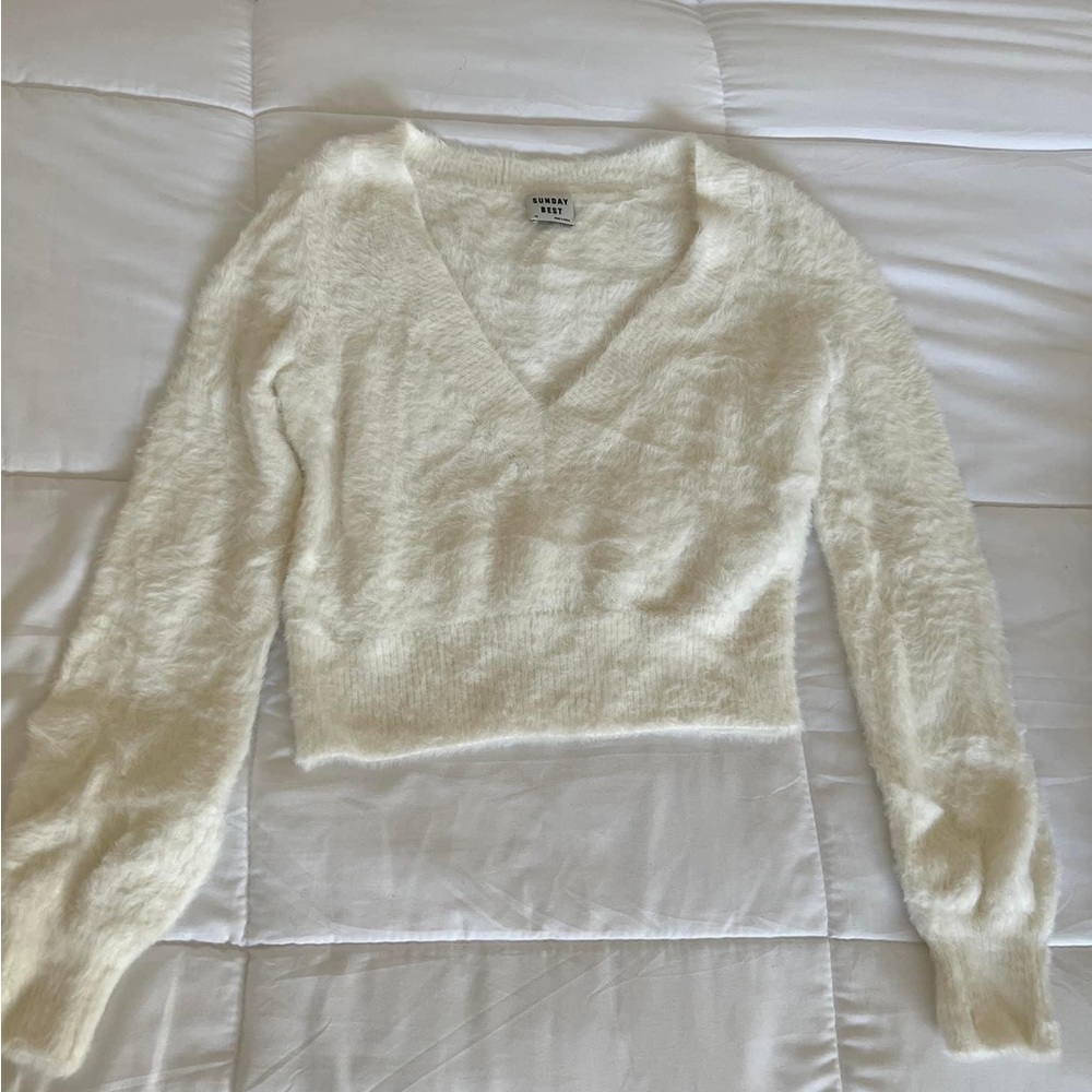 Aritzia Sunday Best V-Neck Kitten Sweater